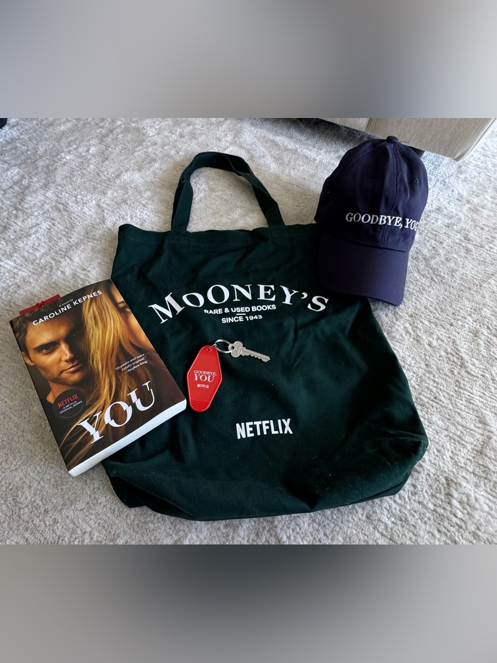 Netflix "YOU" Promotional Fan Event Exclusive Set | Tote, Book, Cap & Keychain